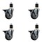 Service Caster 4'' Thermoplastic Rubber Swivel 1-7/8'' Expanding Stem Caster Set with Brake, 4PK SCC-EX20S414-TPRB-PLB-178-4 - alternate 1